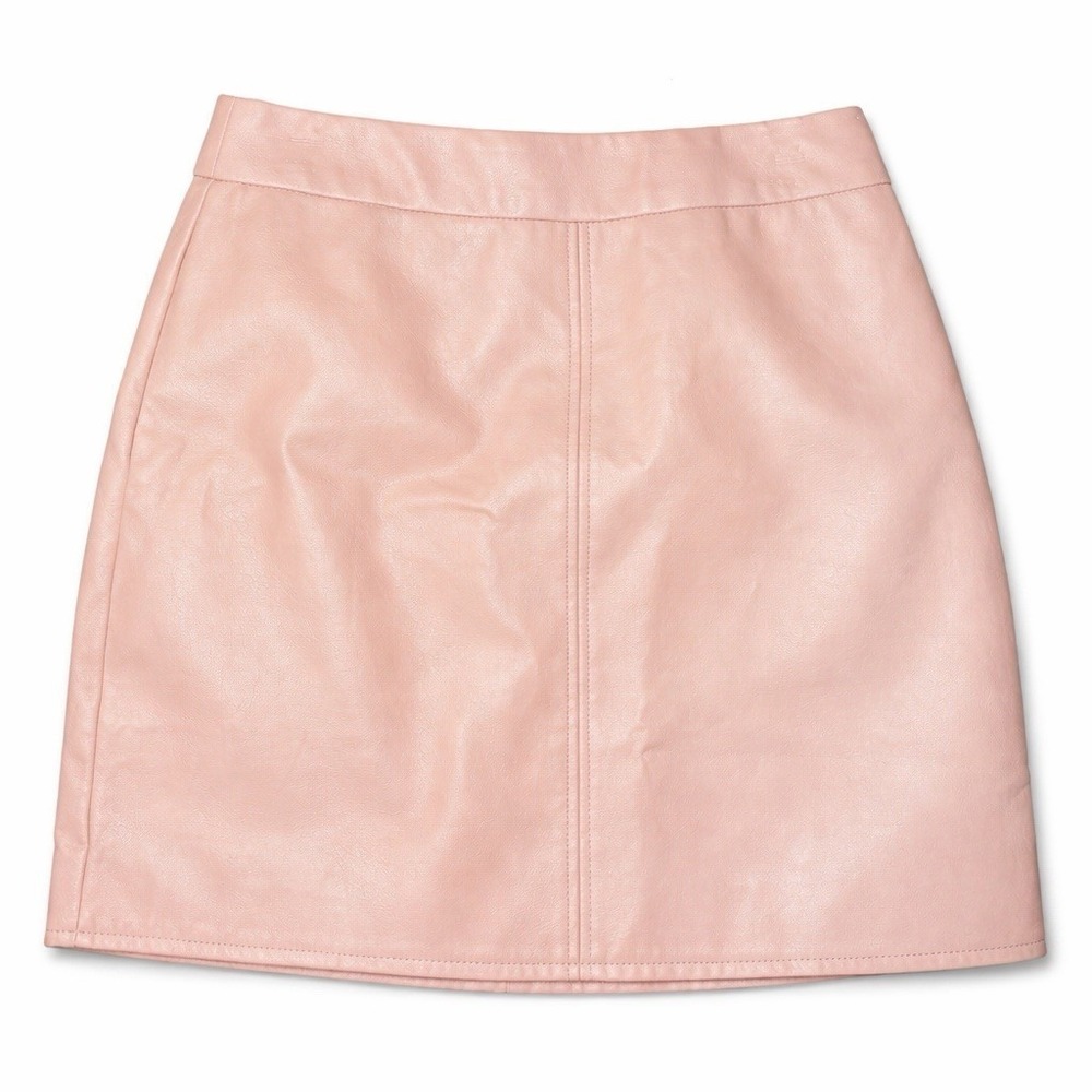 BuddyLove XS Blush Pink Faux Leather Mini Skirt A Line Zip Back